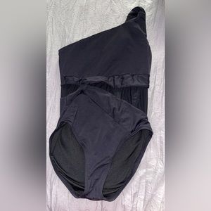 Black and mesh one piece swimsuit